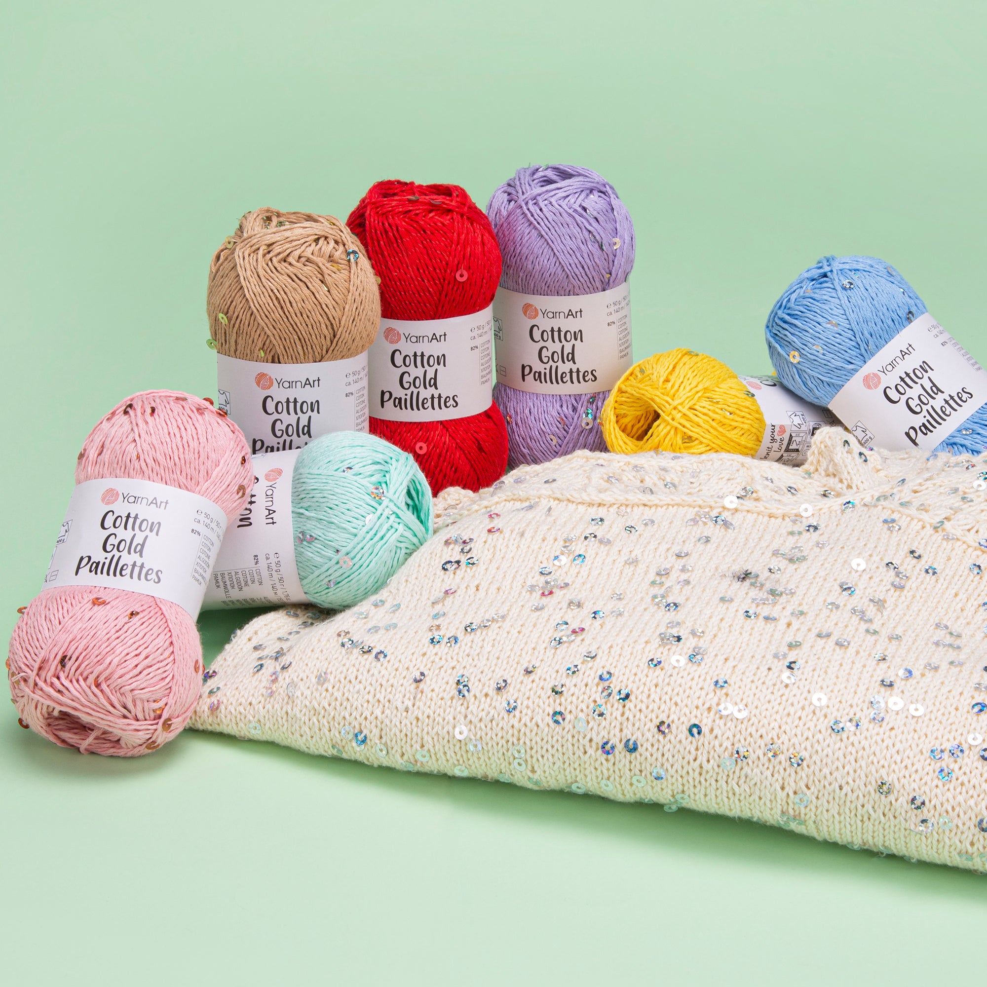 Yarn Cotton Gold Paillettes YarnArt
